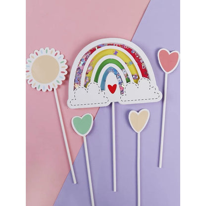 Cute Rainbow and Heart Cake Toppers