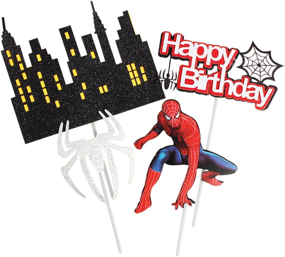 Spiderman City Birthday Cake Toppers