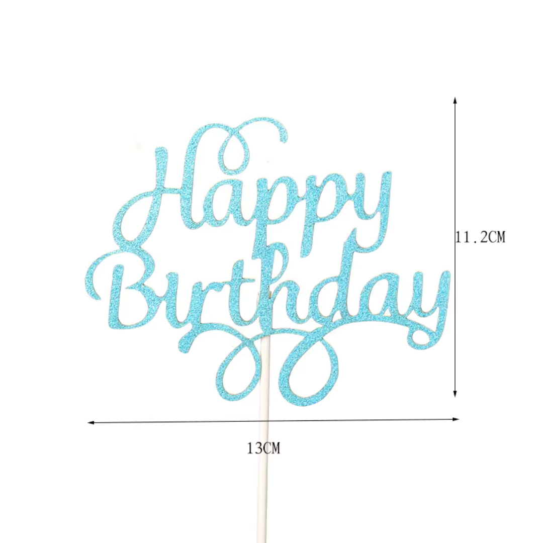 Paper Glitter Happy Birthday Cake Topper