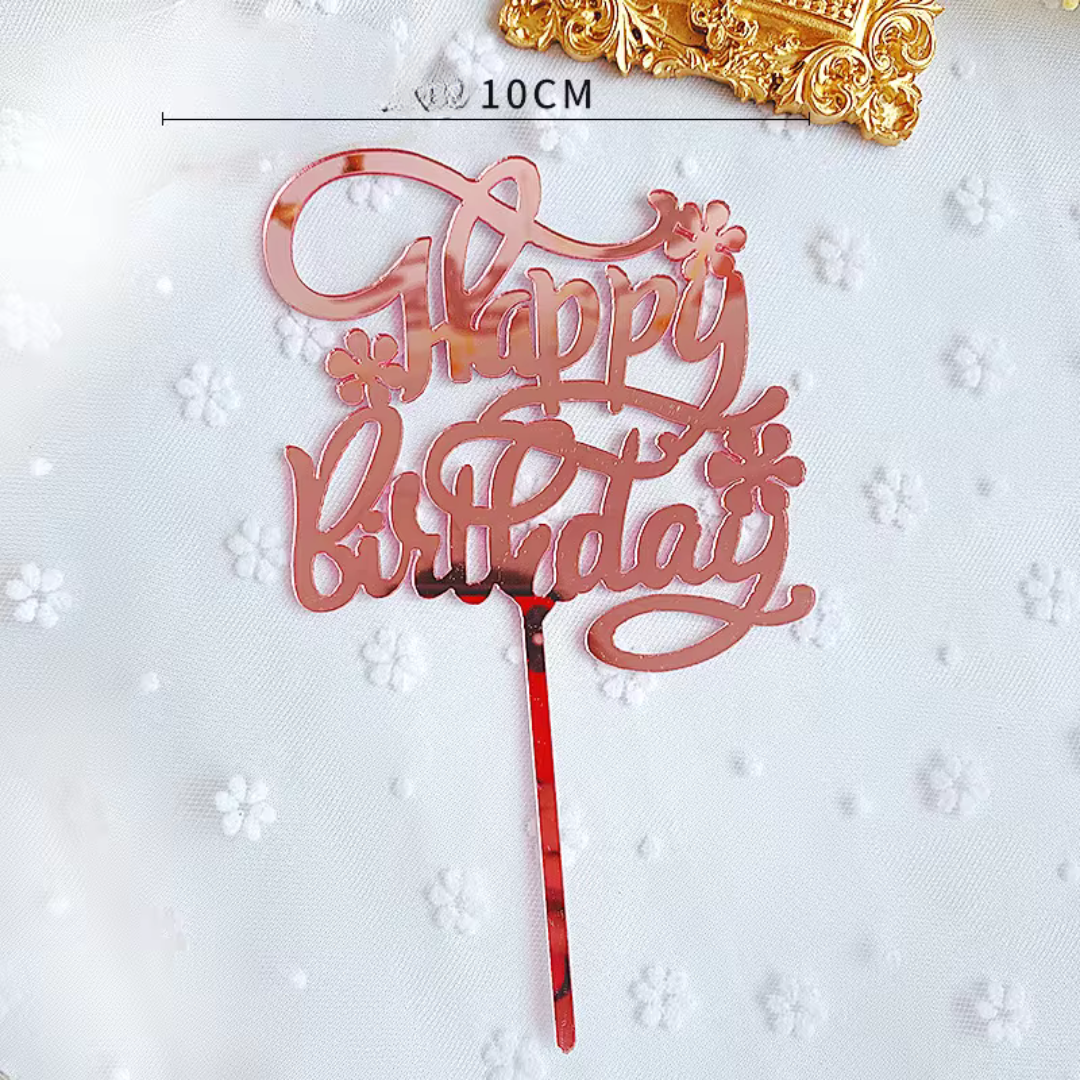 Rose Gold Acrylic HPBD Cake Topper