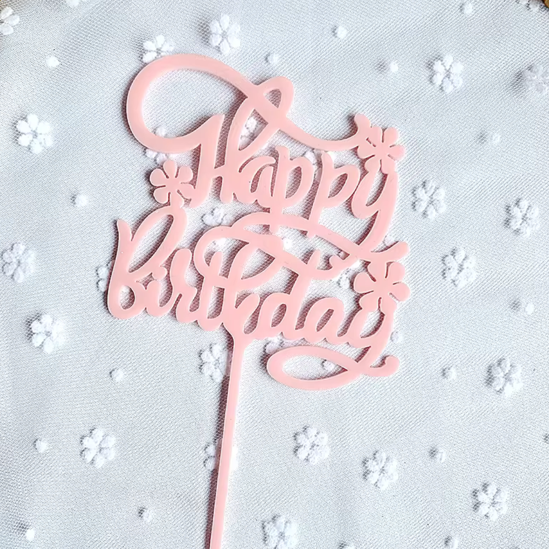 Pink Acrylic HPBD Cake Topper