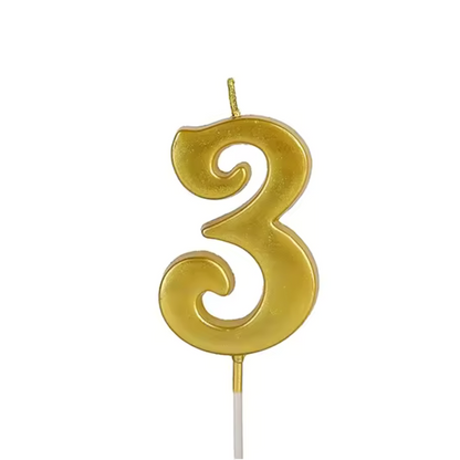 0 - 9 Metallic Gold Number Birthday Candles