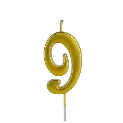 0 - 9 Metallic Gold Number Birthday Candles