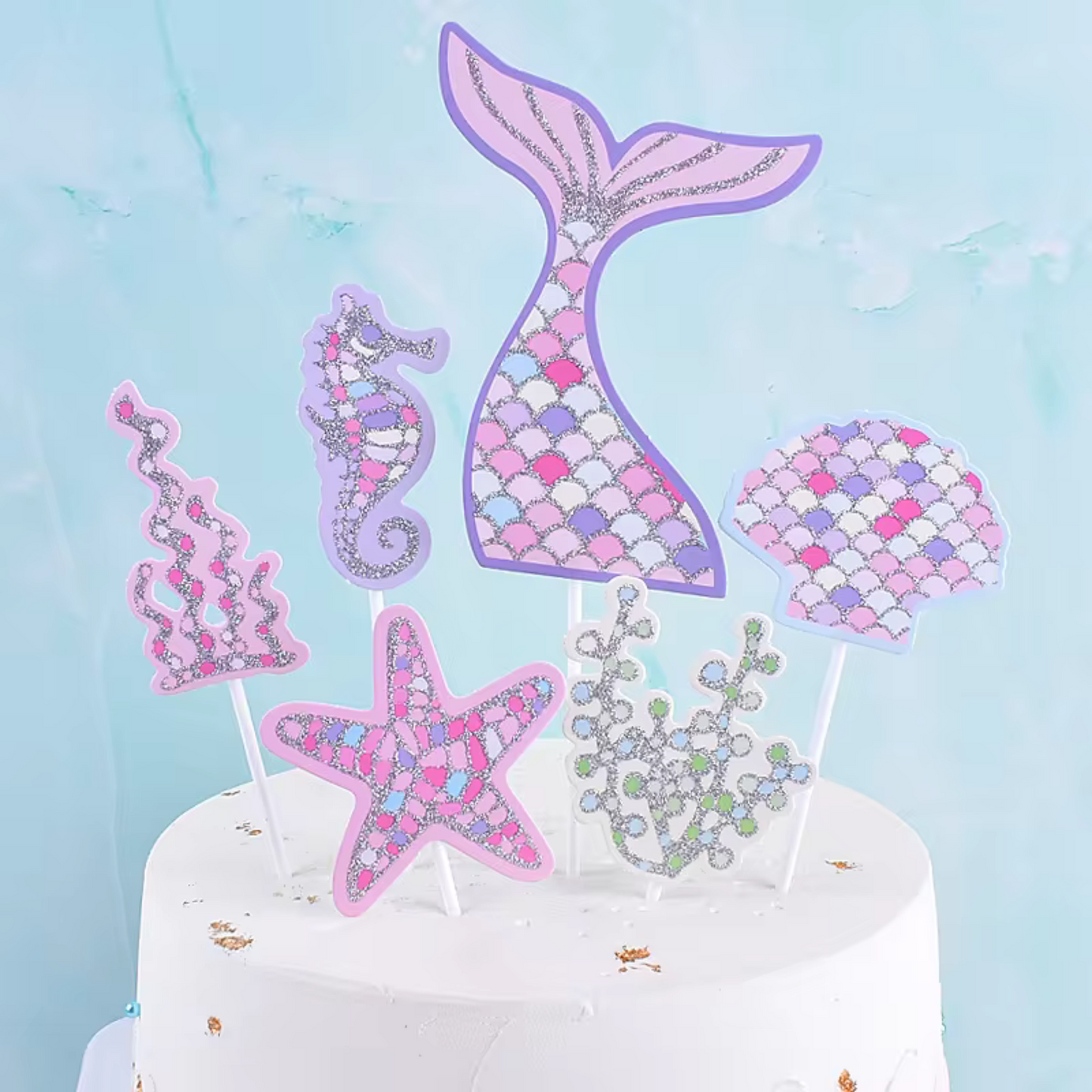 Mermaid glitter Cake topper