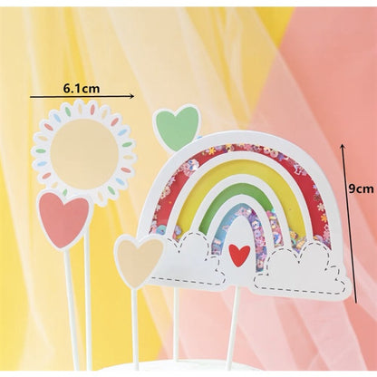 Cute Rainbow and Heart Cake Toppers