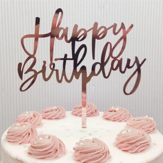 Rose Gold Acrylic HPBD Cake Topper